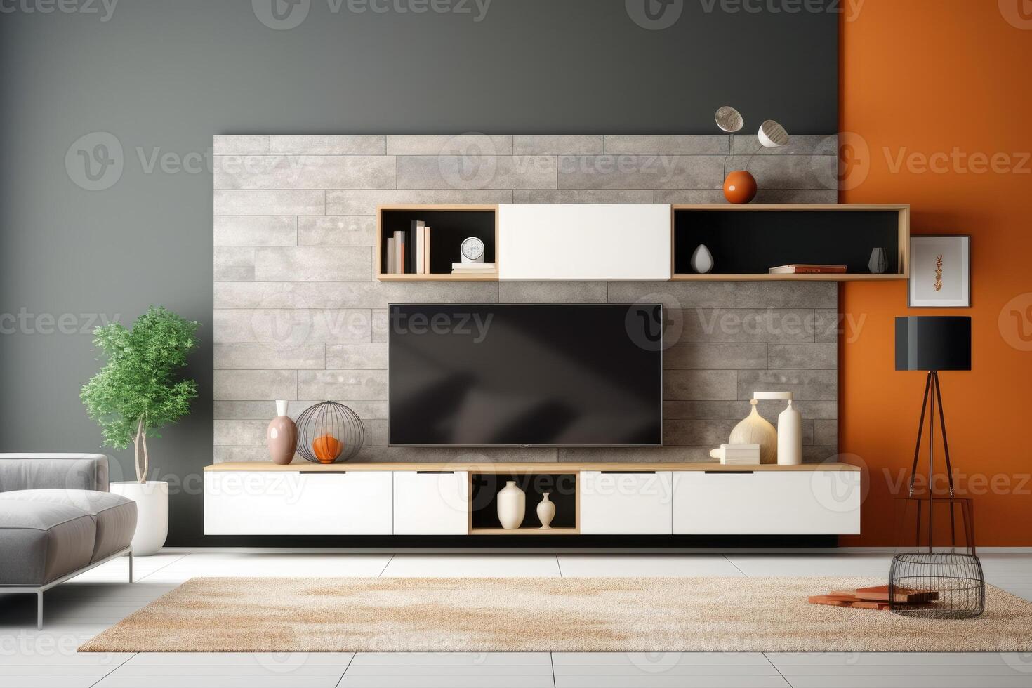 Living room with flat plasma television. 26441315 Stock Photo at Vecteezy