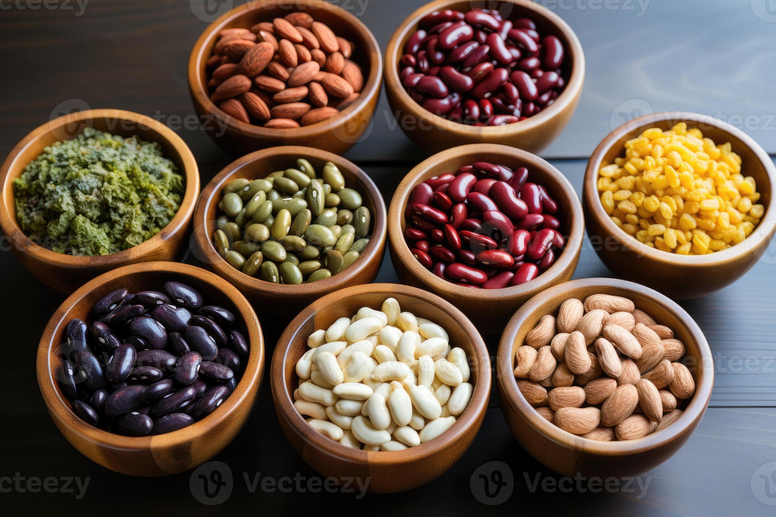 Different kinds of dry kidney beans. Generative AI 26441420 Stock Photo