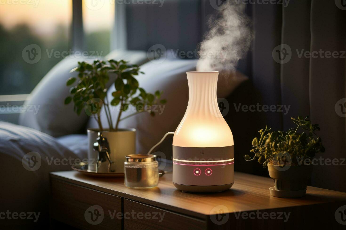 Modern air humidifier. Generative AI photo