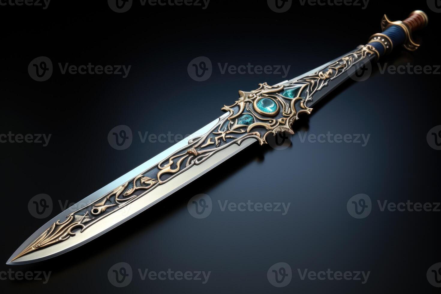 Fantasy sword on black background. photo
