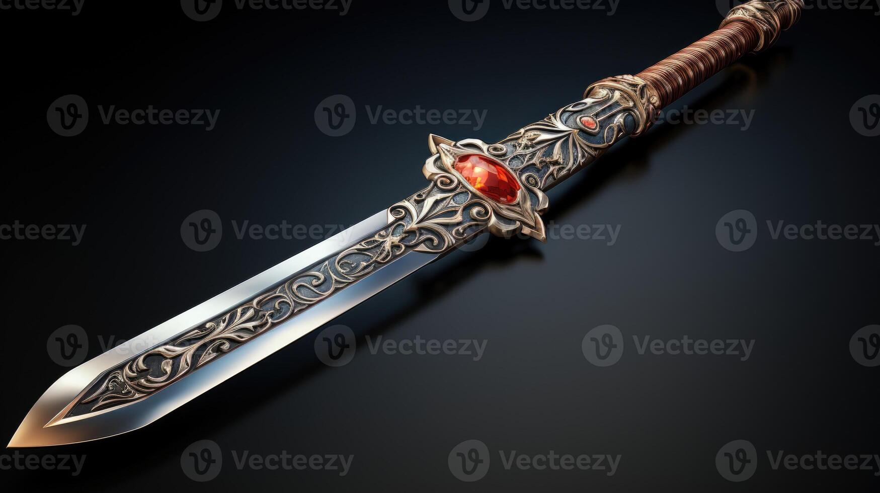 Fantasy sword on black background. photo