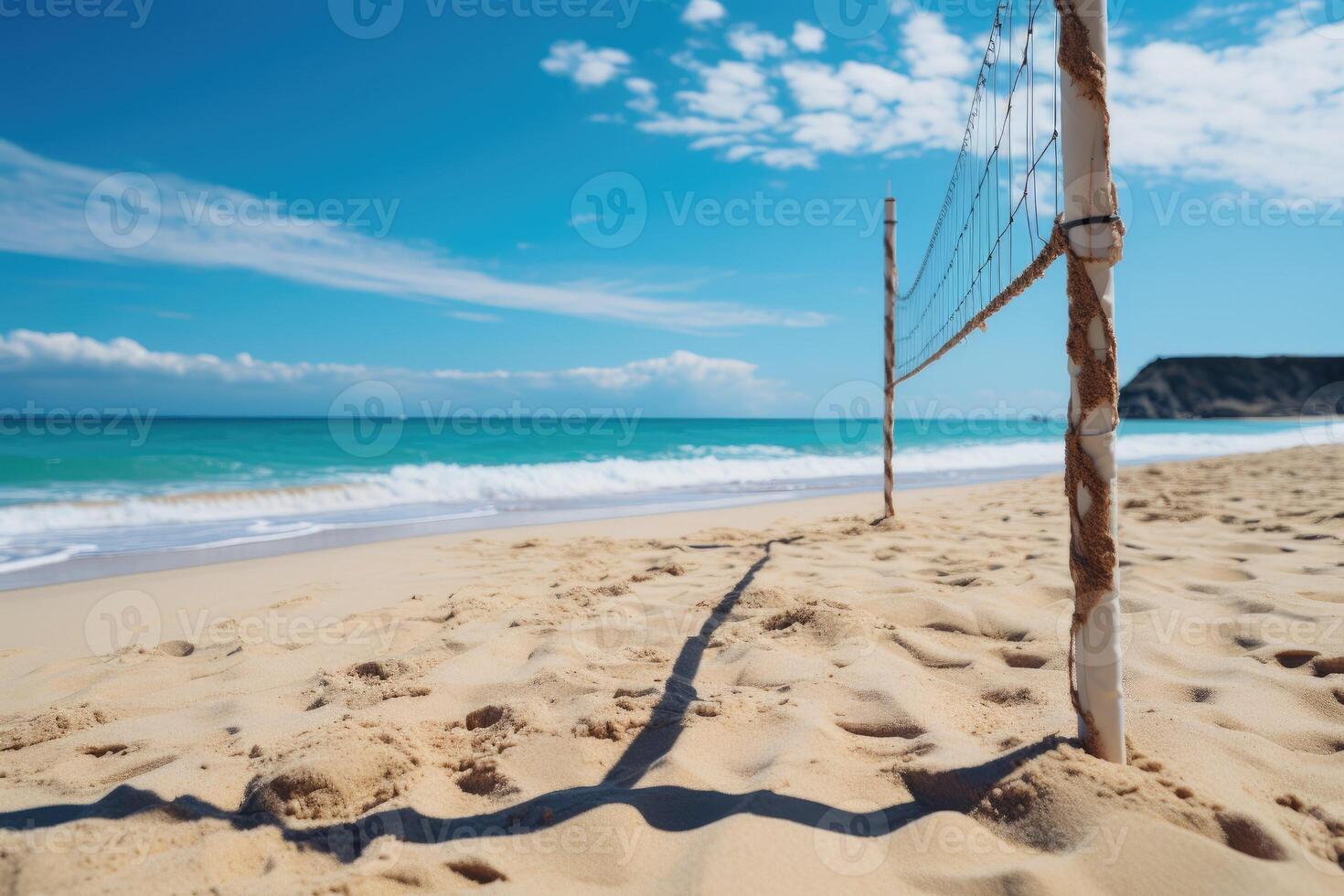 Volleyball net for outdoor beach volleyball. photo
