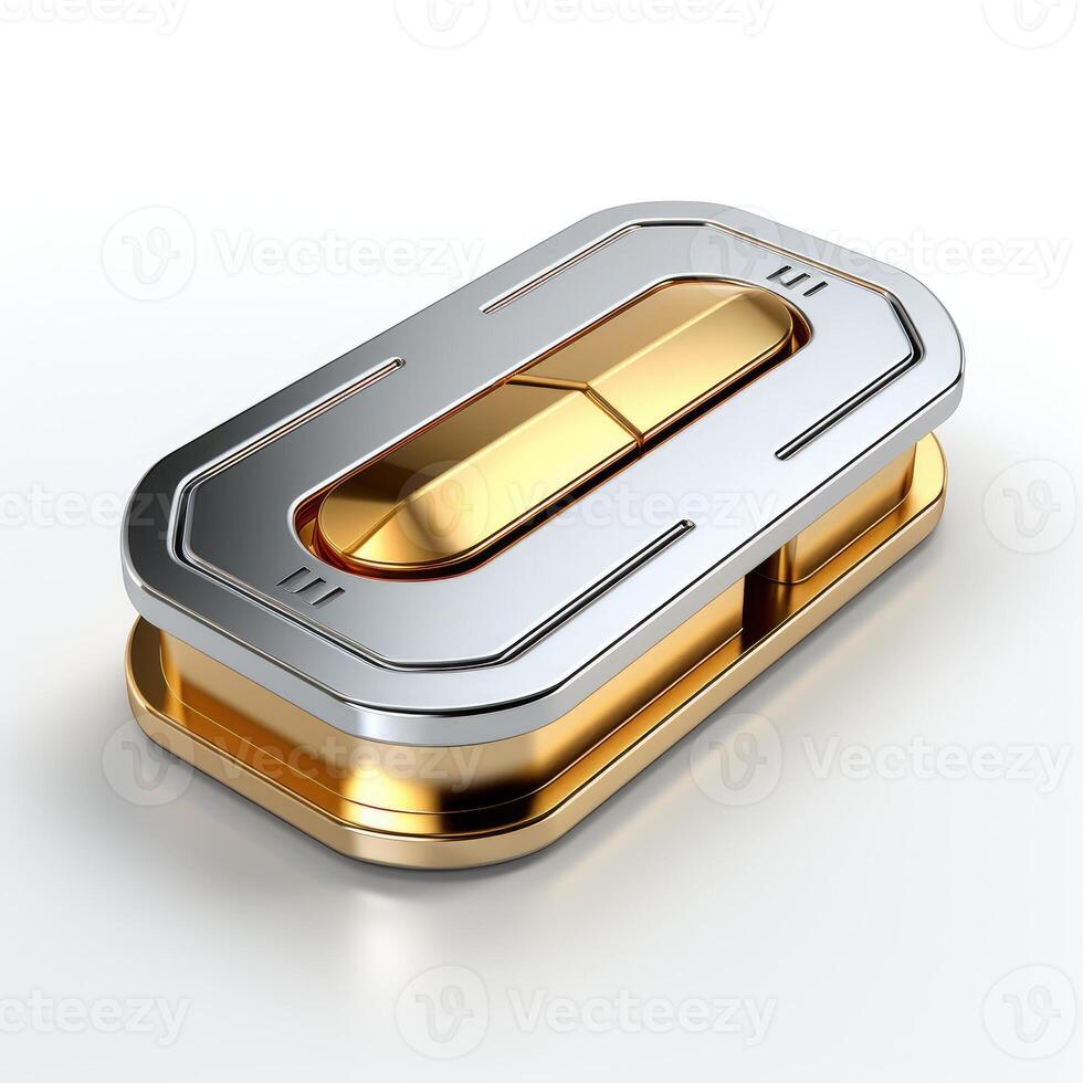 Metal power button. photo
