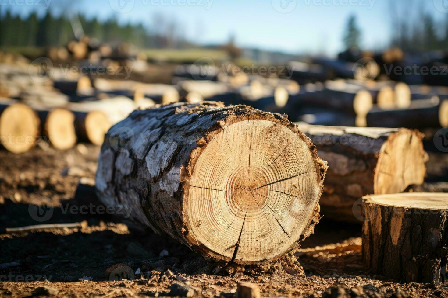 apilado registros de leña. generativo ai foto