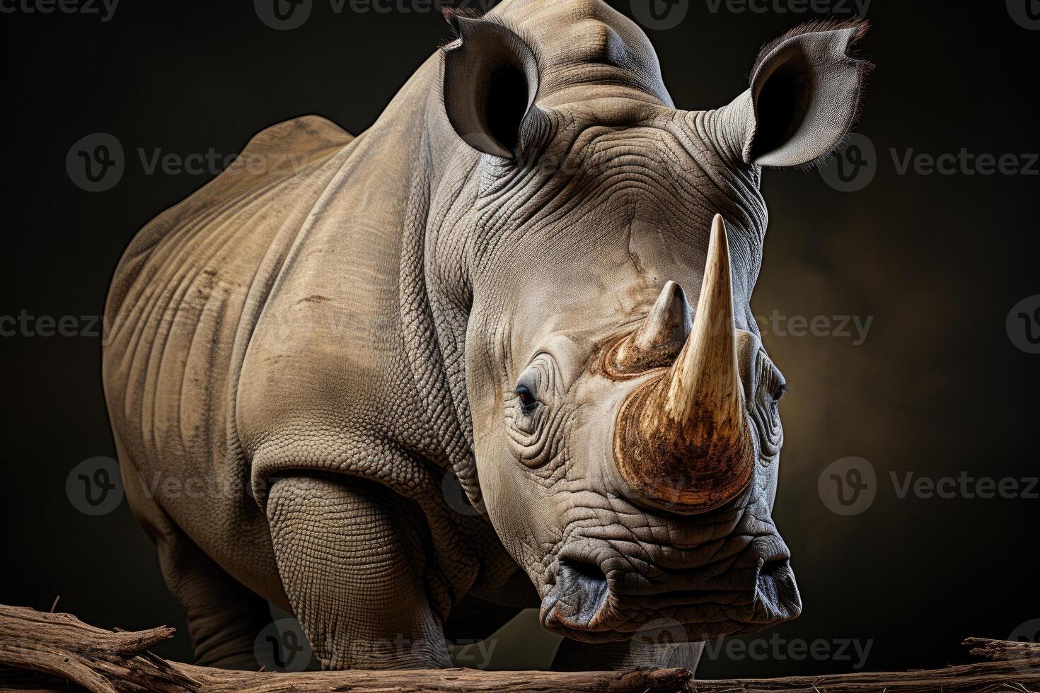 Rhinoceros with large horns. Generative AI photo