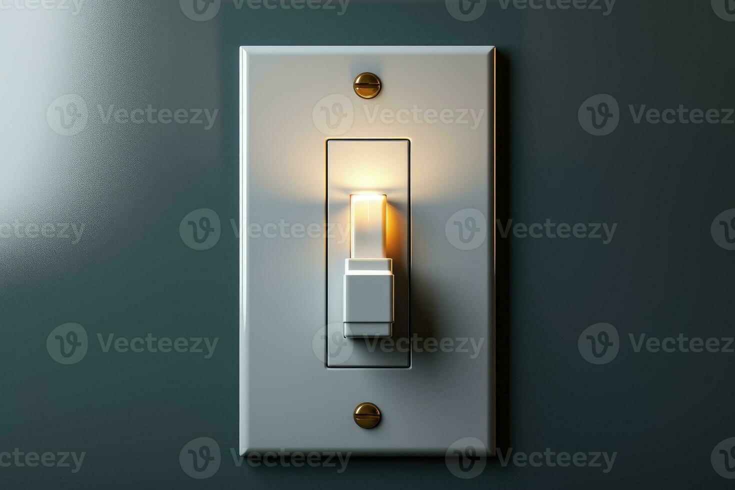 White light switch with button. Generative AI photo