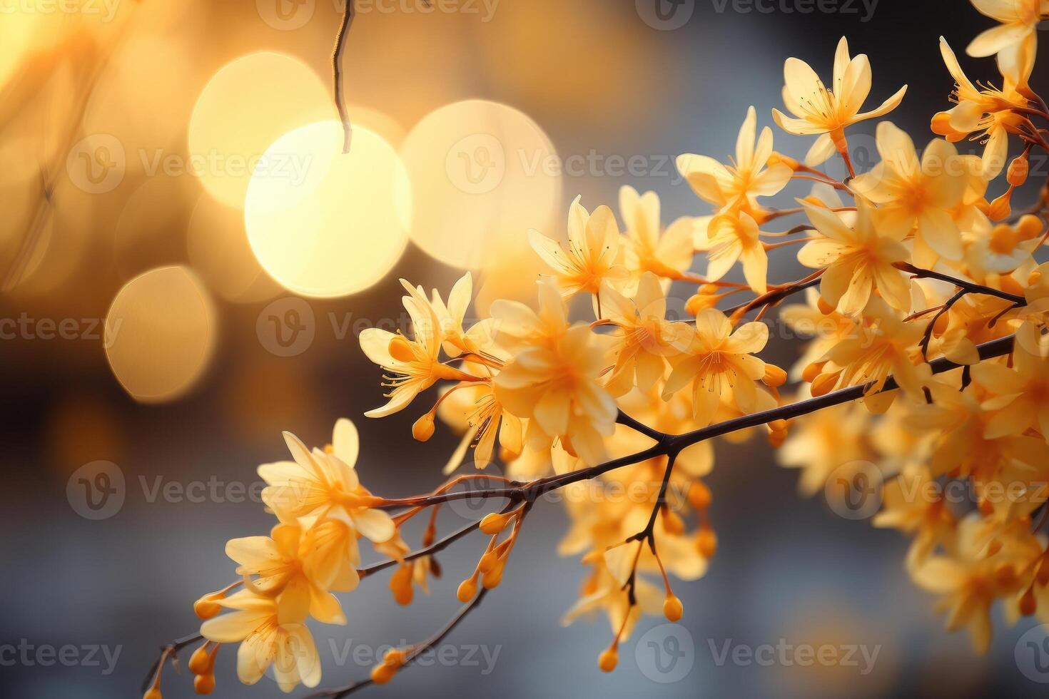Forsythia blossom on bush. photo