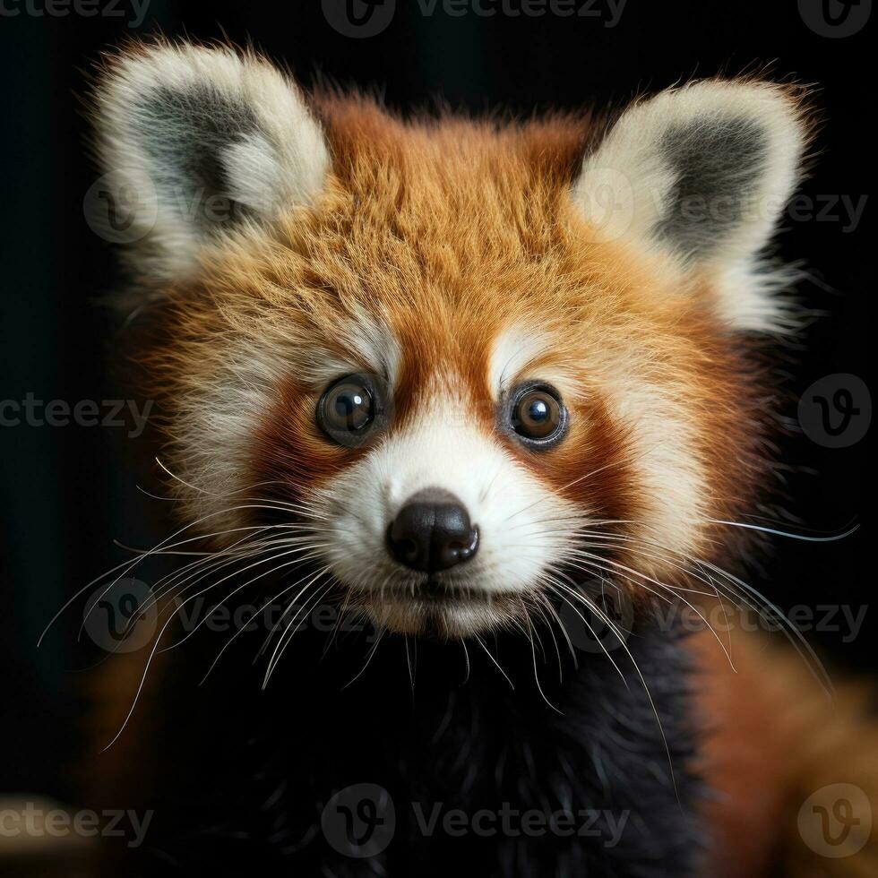 Red panda head. Generative AI photo