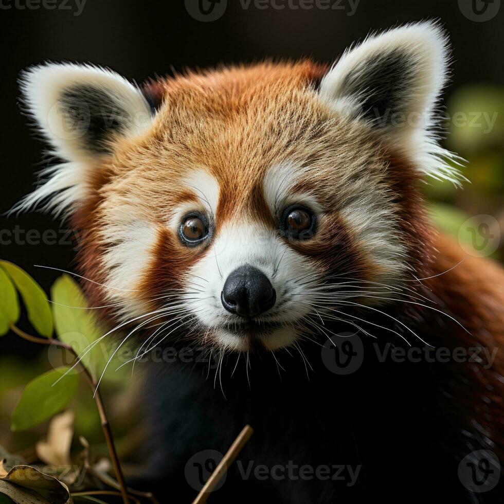 Red panda head. Generative AI photo