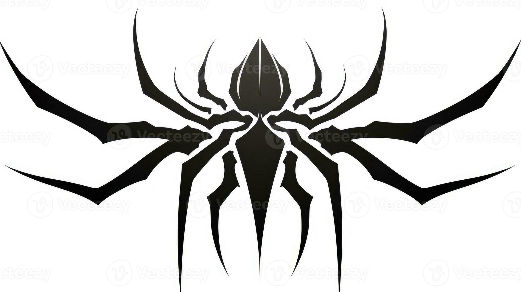 Spider black white tattoo element vector template animal. Generative AI photo