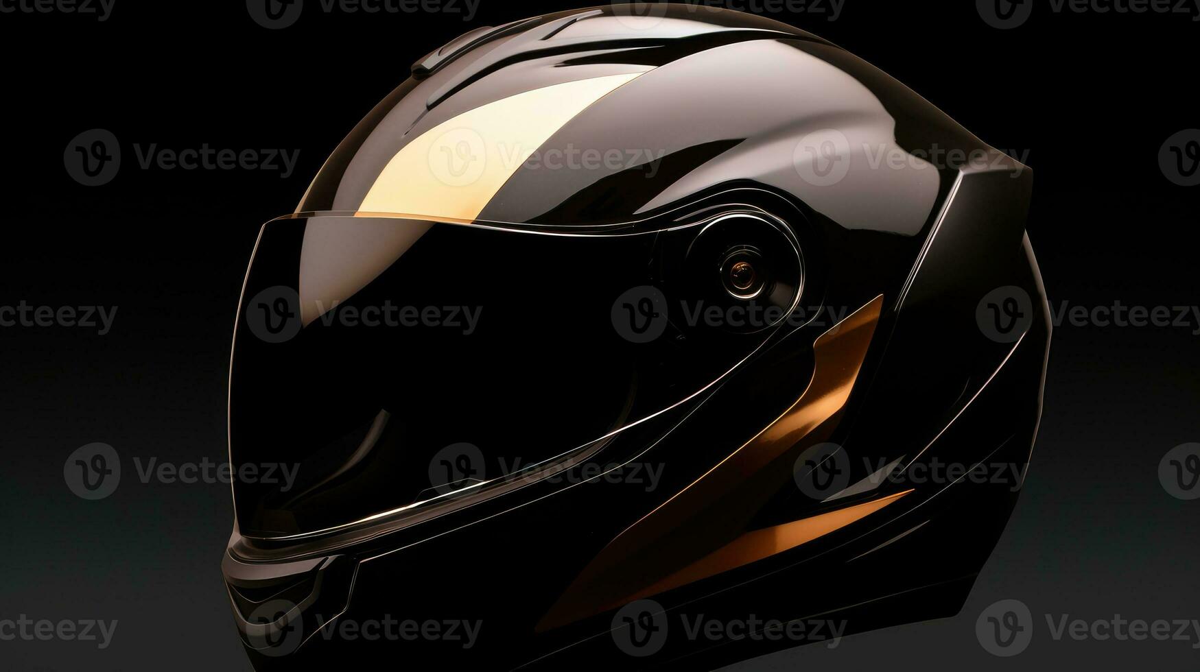 Modern motorcycle helmet on dark backdrop. Generative AI 26442679 Stock