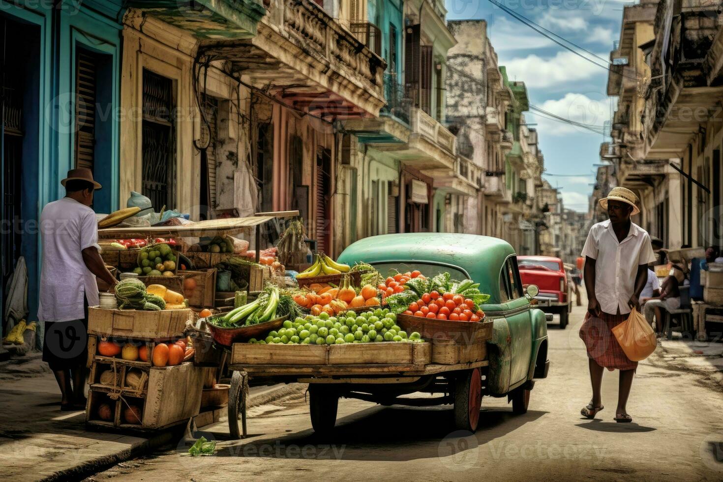 frutas en un calle en la Habana, Cuba. generativo ai foto