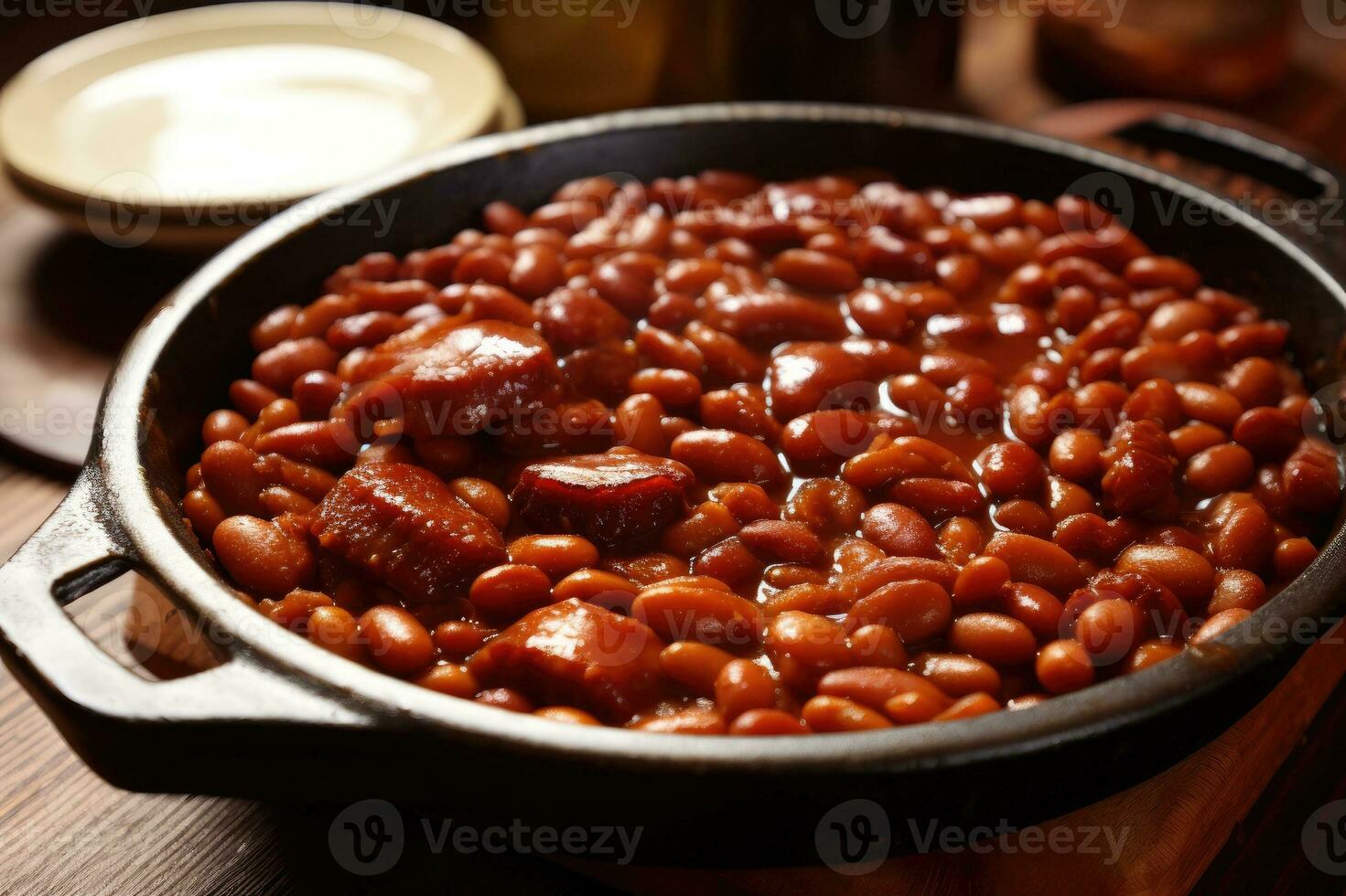 Boston baked beans delicious food. Generative AI photo