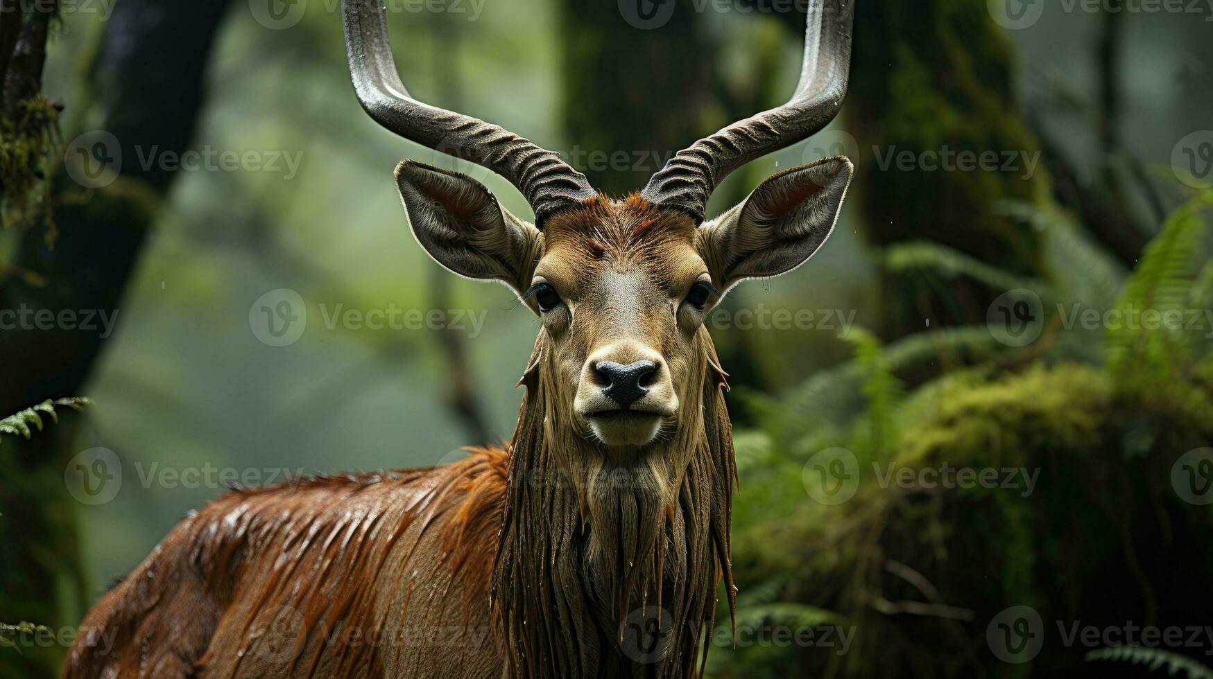 Big eastern bongo antelope. Generative AI photo