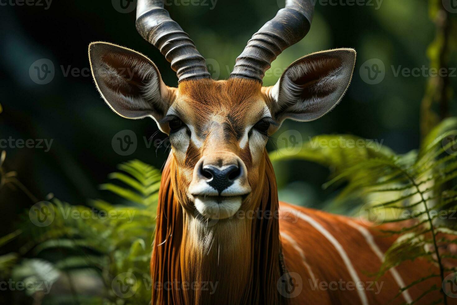 Big eastern bongo antelope. Generative AI photo