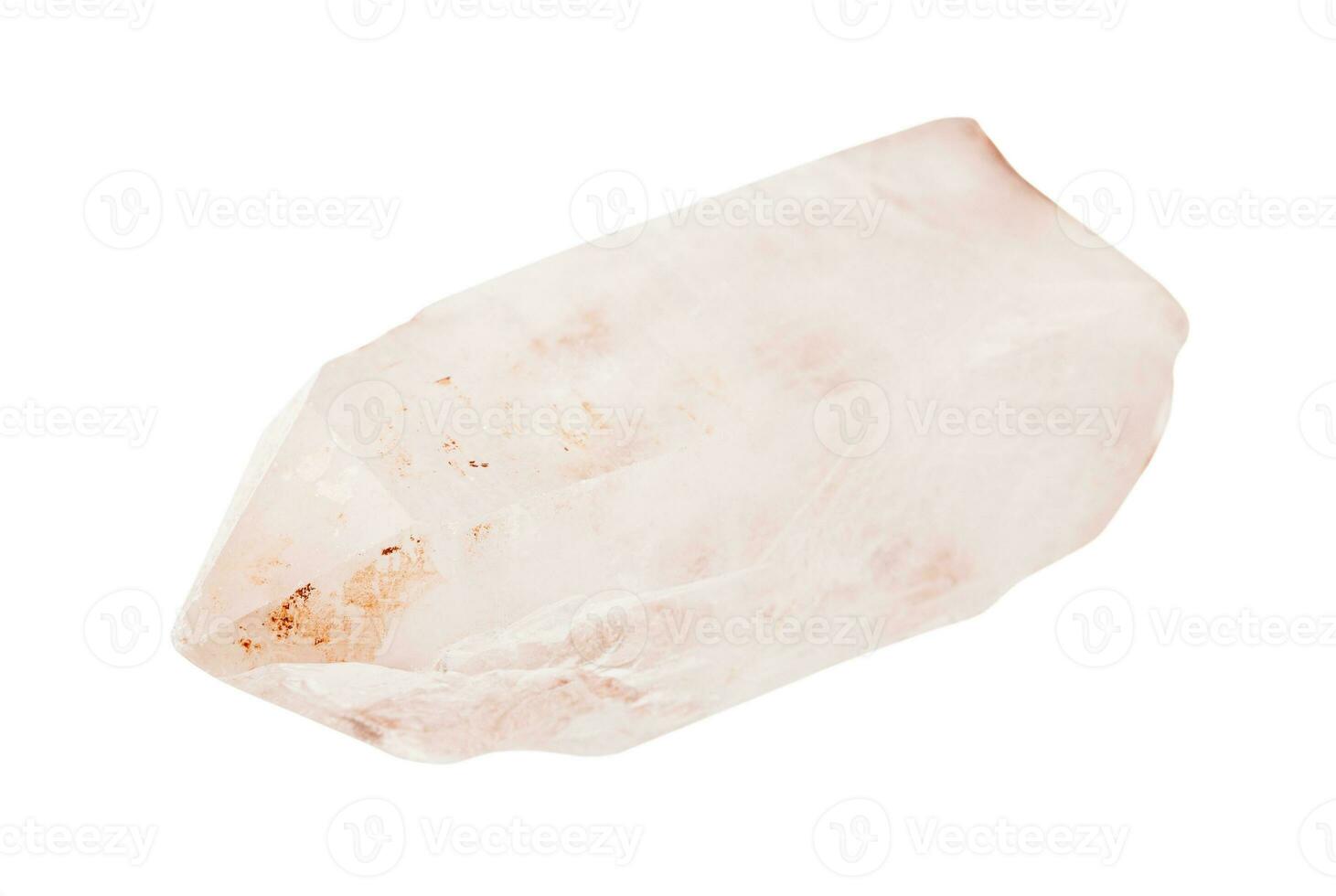 crudo Rosa cuarzo cristal aislado en blanco foto