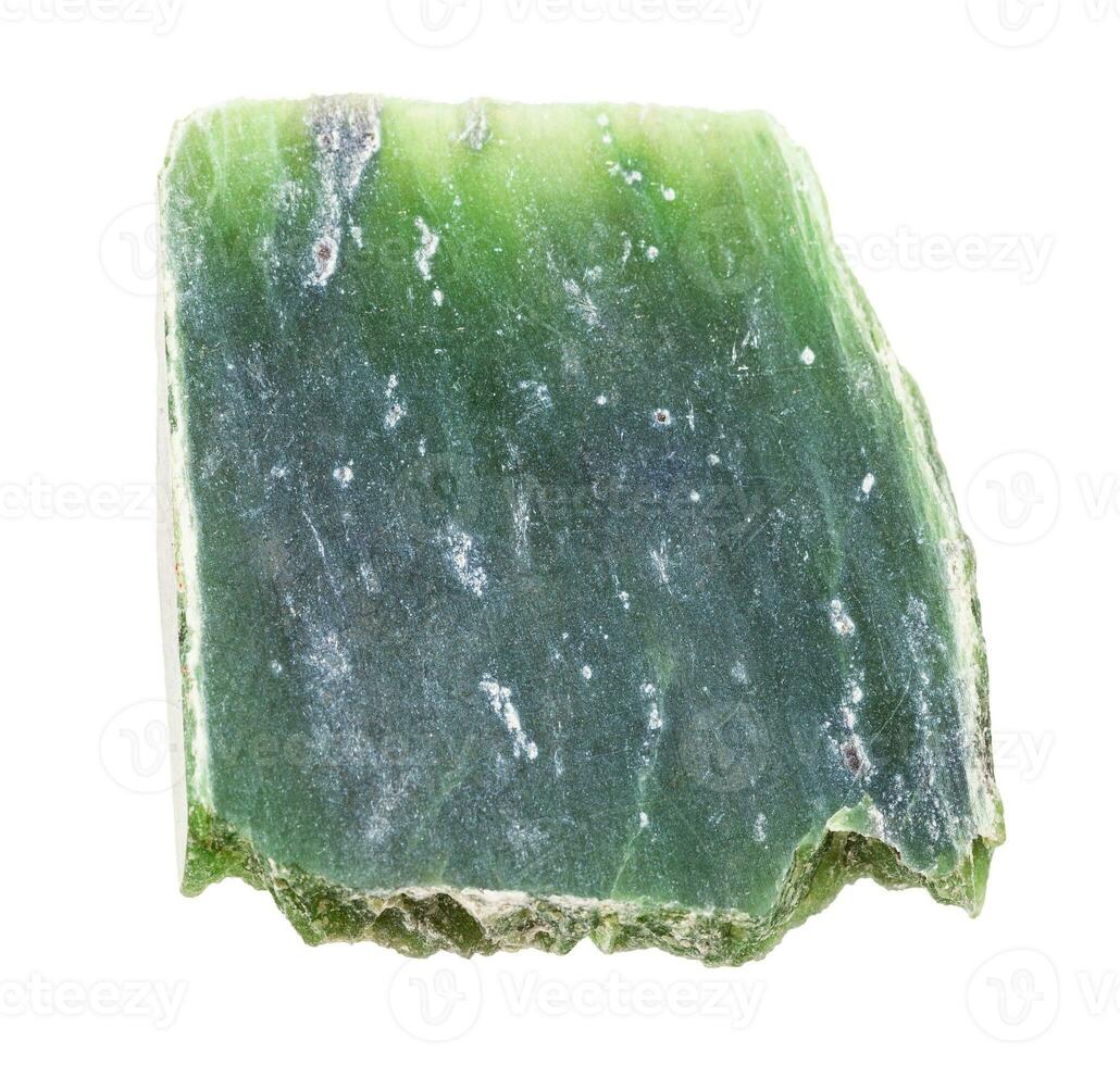 polished raw Nephrite green jade rock isolated photo