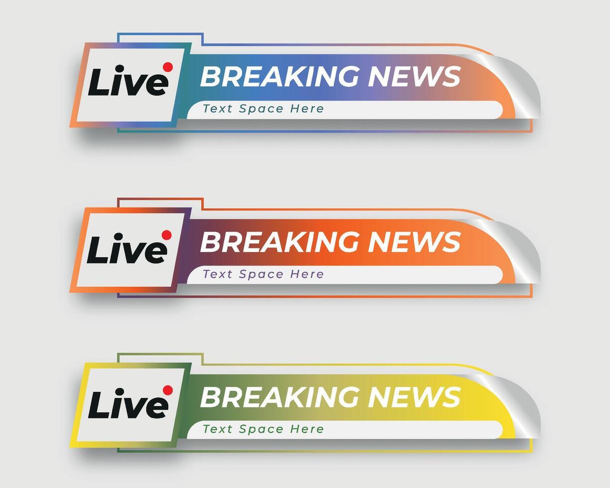 set  tv news bar. bars newspaper. social media bars. Television broadcast media title banner. title bar vector