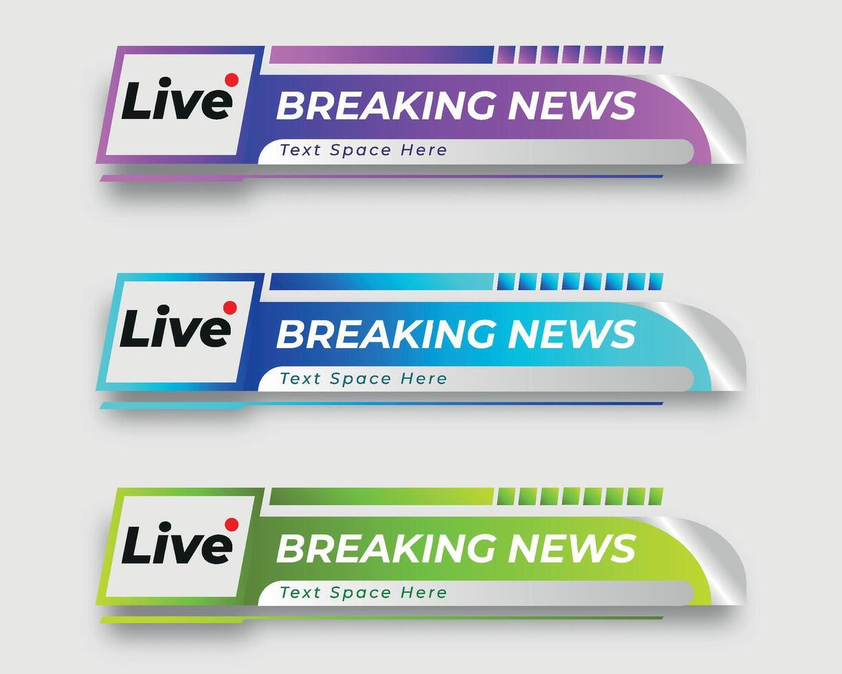 set  tv news bar. bars newspaper. social media bars. Television broadcast media title banner. title bar vector