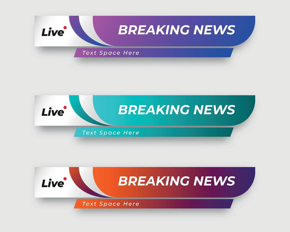 set  tv news bar. bars newspaper. social media bars. Television broadcast media title banner. title bar vector