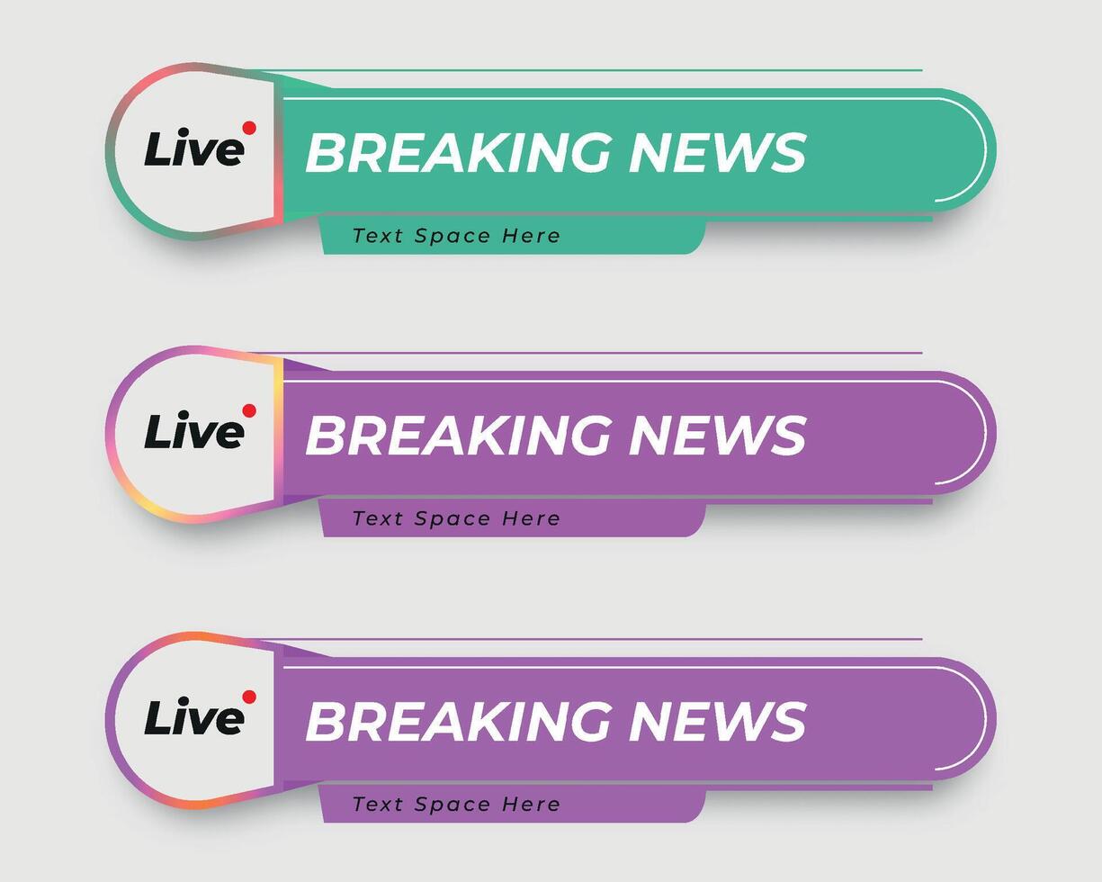 set  tv news bar. bars newspaper. social media bars. Television broadcast media title banner. title bar vector