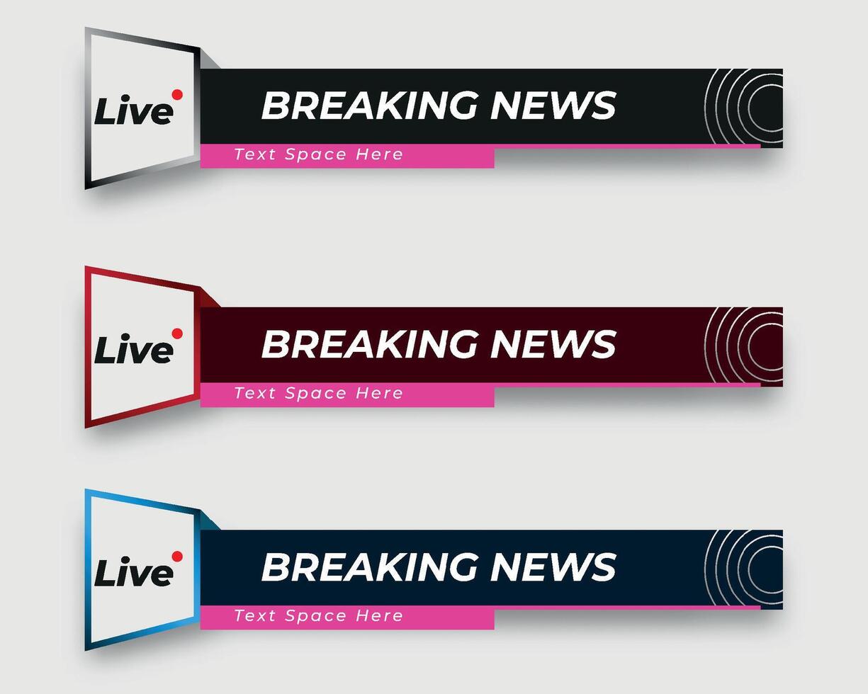 set  tv news bar. bars newspaper. social media bars. Television broadcast media title banner. title bar vector