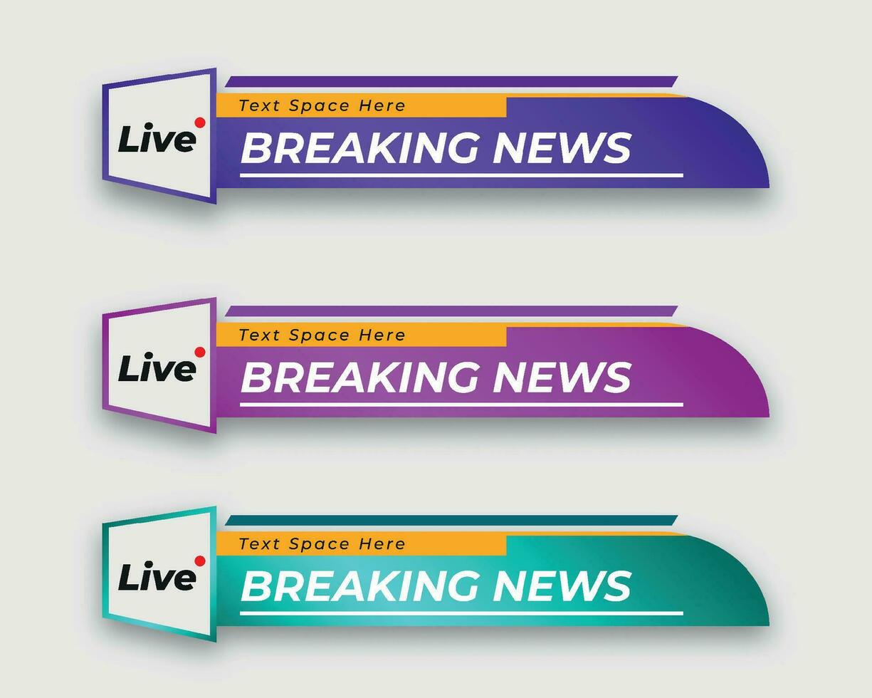 set  tv news bar. bars newspaper. social media bars. Television broadcast media title banner. title bar vector