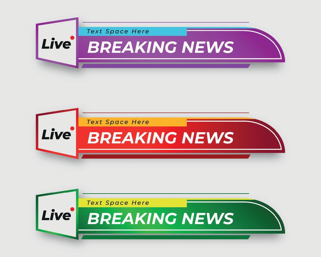 set  tv news bar. bars newspaper. social media bars. Television broadcast media title banner. title bar vector