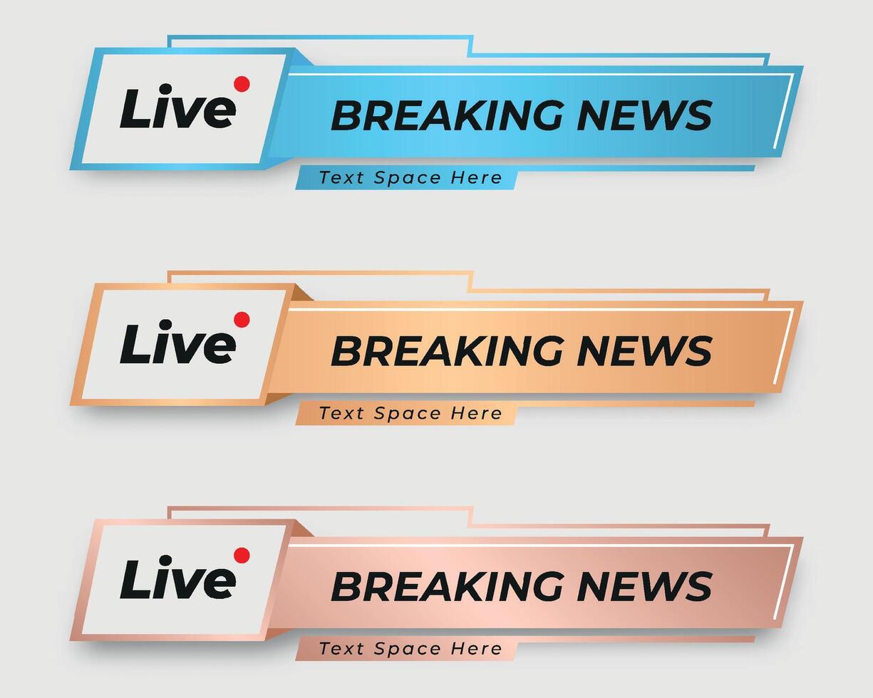 set  tv news bar. bars newspaper. social media bars. Television broadcast media title banner. title bar vector