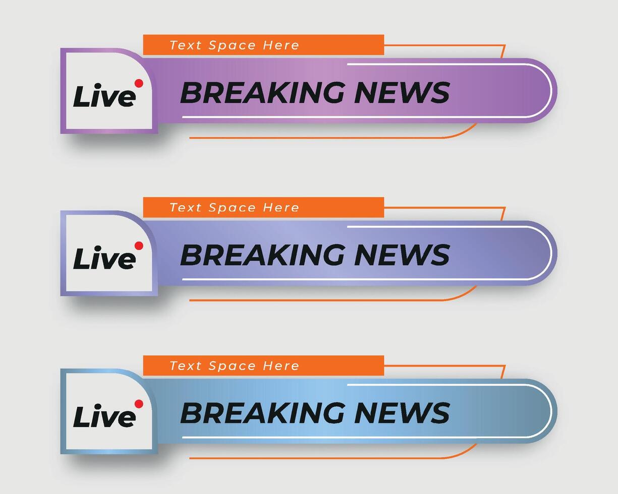 set  tv news bar. bars newspaper. social media bars. Television broadcast media title banner. title bar vector