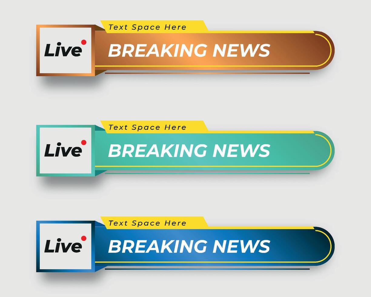 set  tv news bar. bars newspaper. social media bars. Television broadcast media title banner. title bar vector