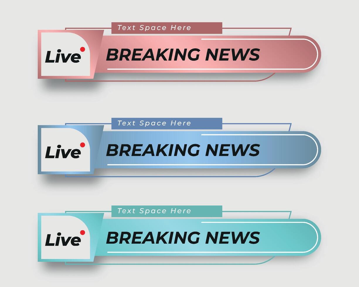 set  tv news bar. bars newspaper. social media bars. Television broadcast media title banner. title bar vector