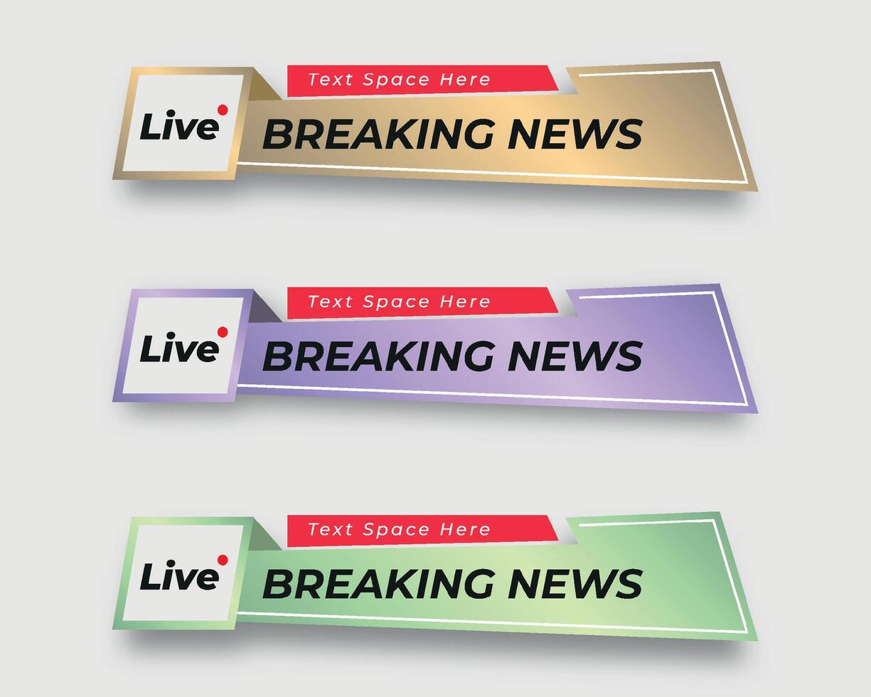 set  tv news bar. bars newspaper. social media bars. Television broadcast media title banner. title bar vector