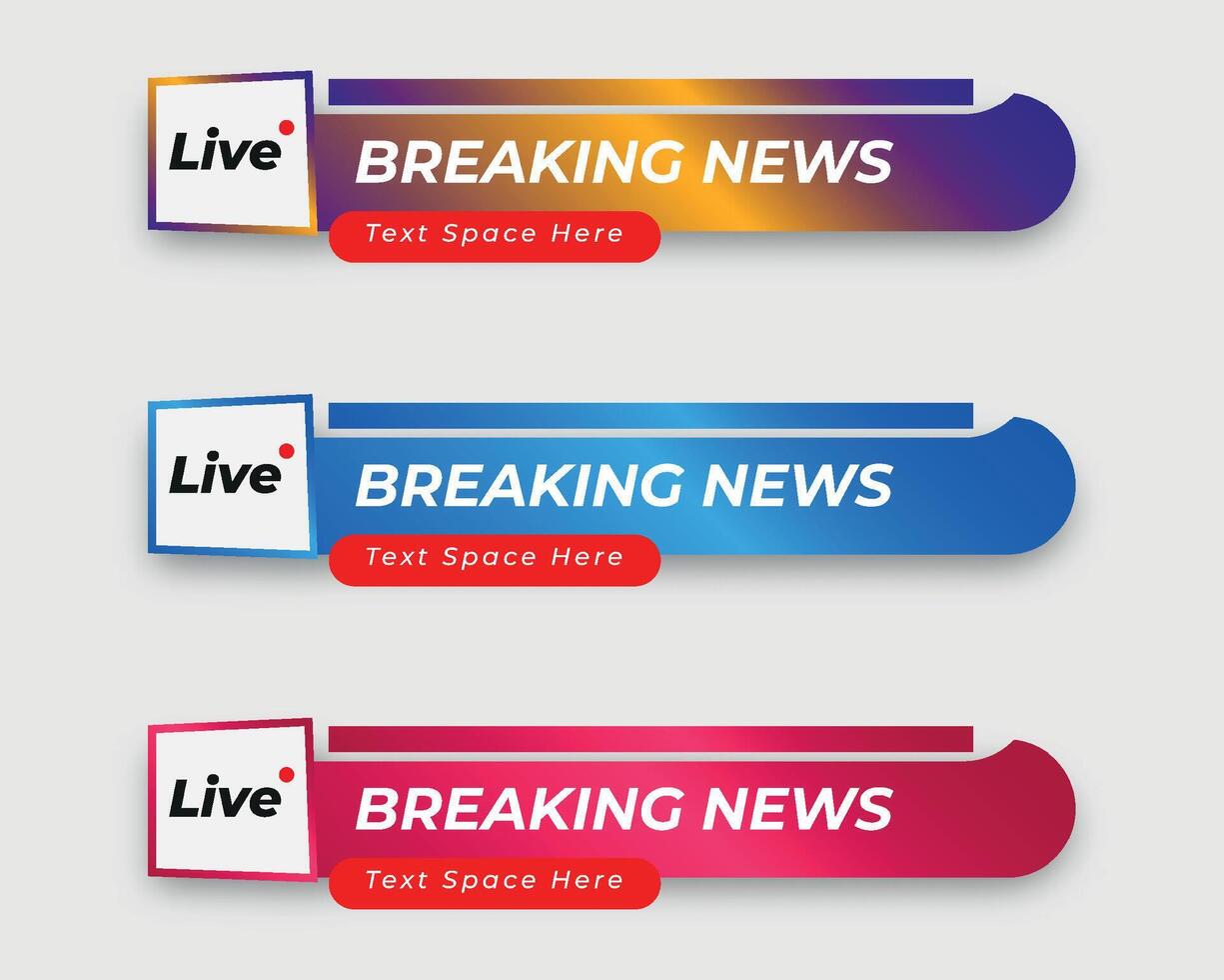 set  tv news bar. bars newspaper. social media bars. Television broadcast media title banner. title bar vector