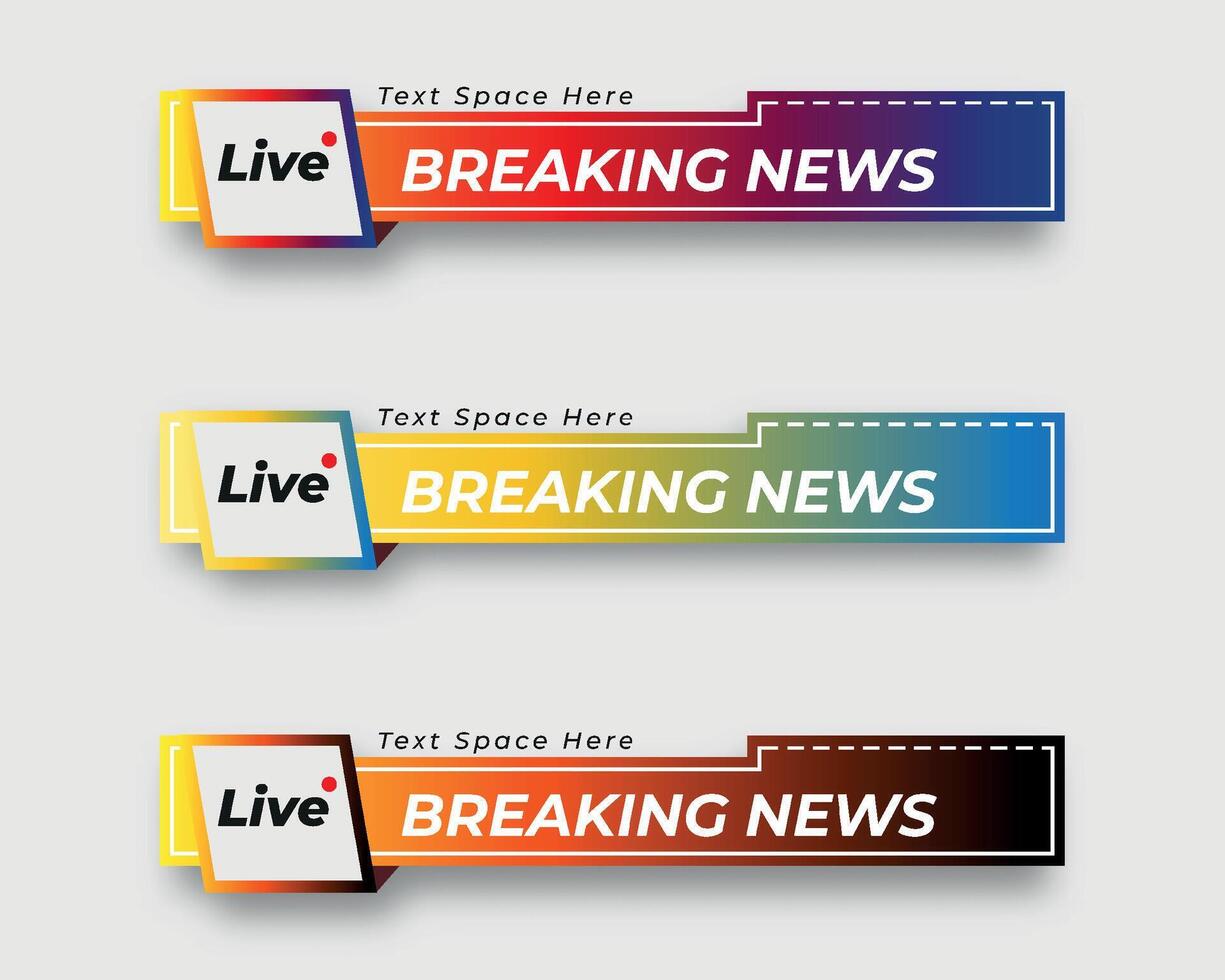 set  tv news bar. bars newspaper. social media bars. Television broadcast media title banner. title bar vector