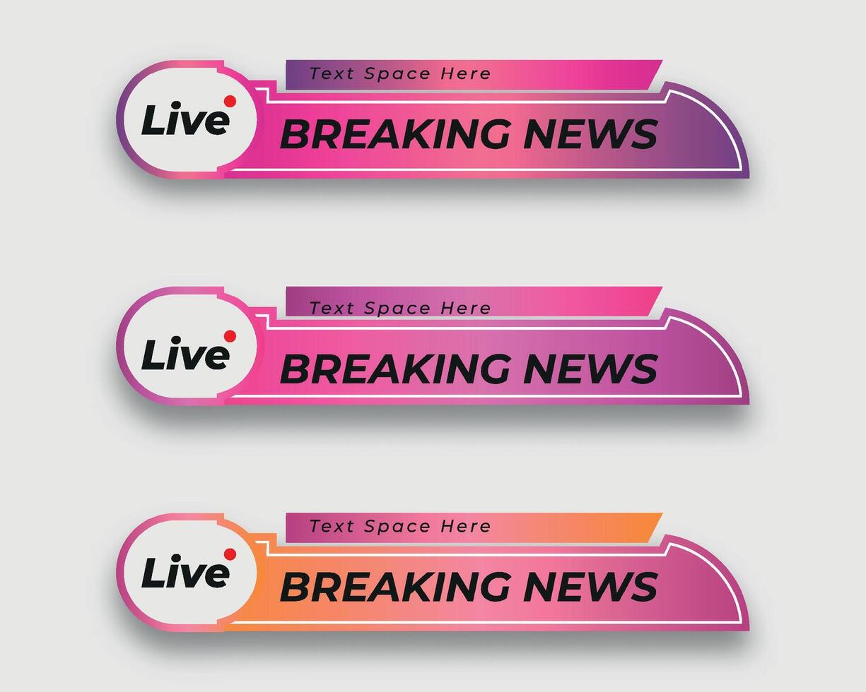 set  tv news bar. bars newspaper. social media bars. Television broadcast media title banner. title bar vector