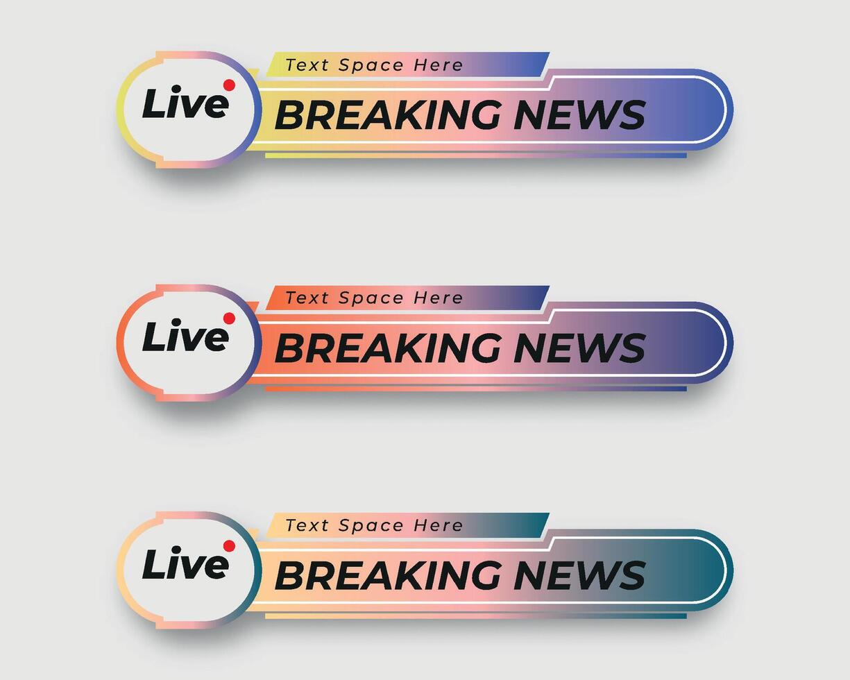 set  tv news bar. bars newspaper. social media bars. Television broadcast media title banner. title bar vector