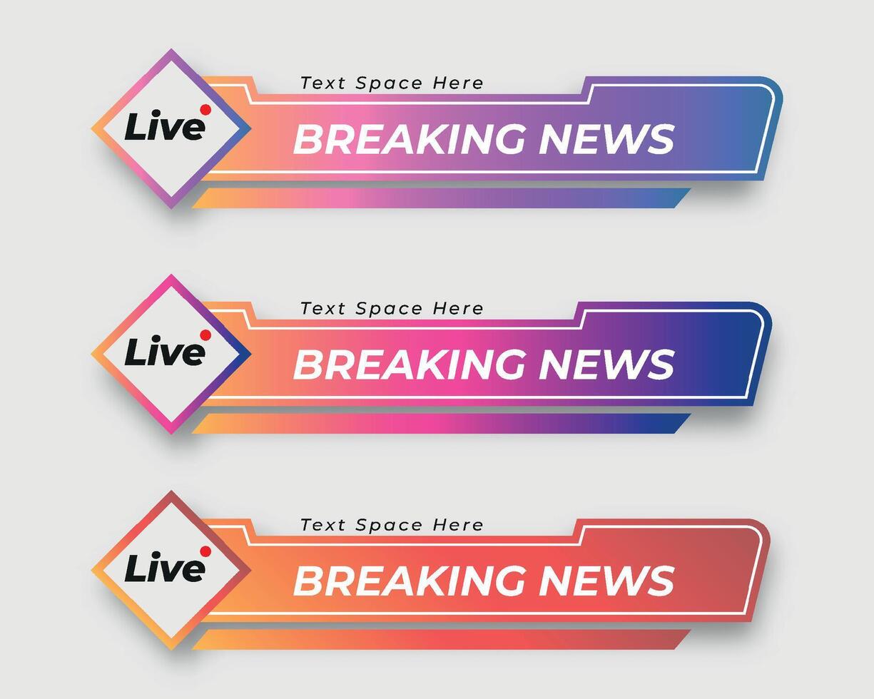 set  tv news bar. bars newspaper. social media bars. Television broadcast media title banner. title bar vector