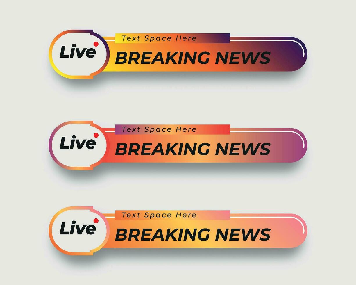 set  tv news bar. bars newspaper. social media bars. Television broadcast media title banner. title bar vector