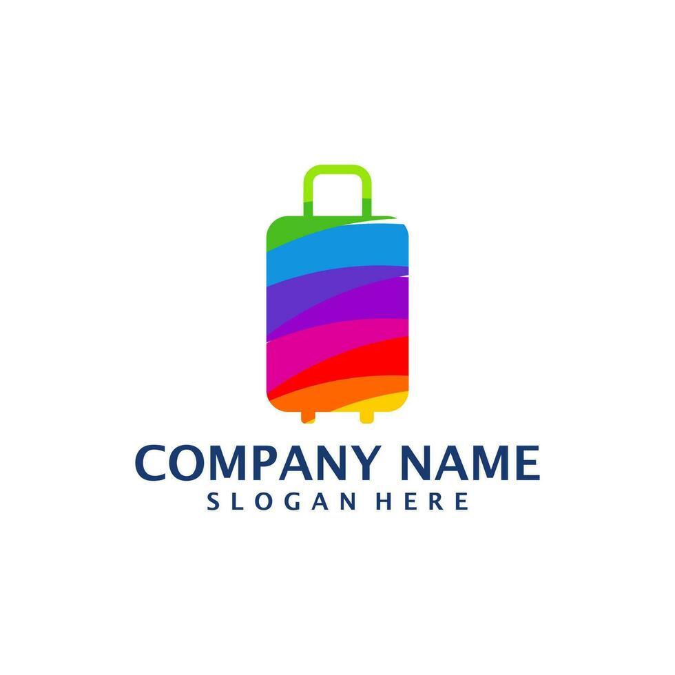 Colorful Suitcase logo design vector. Suitcase logo design template concept vector