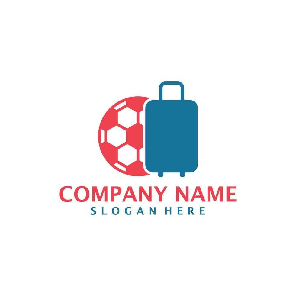 Suitcase with Football logo design vector. Suitcase logo design template concept vector