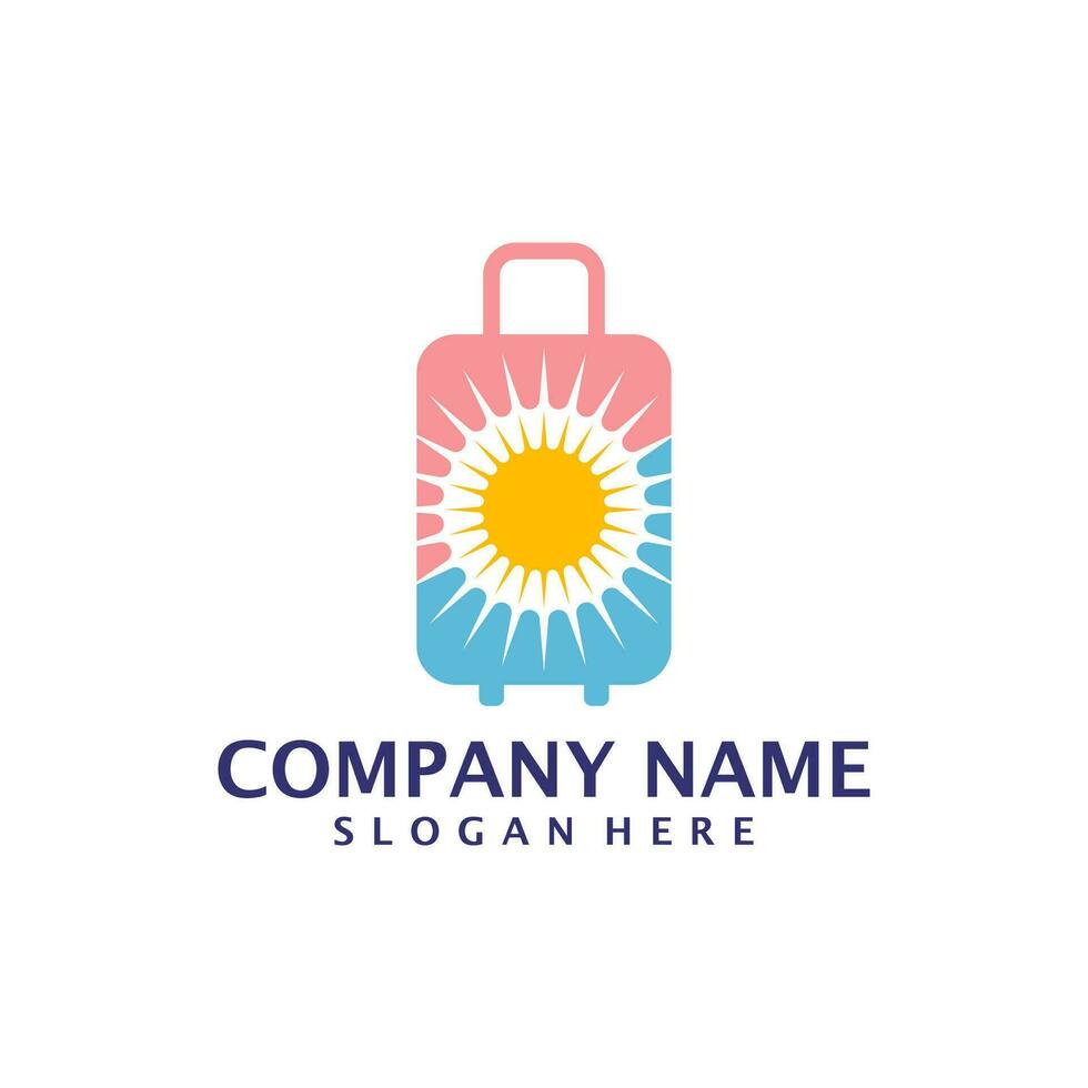 Sun Suitcase logo design vector. Suitcase logo design template concept vector