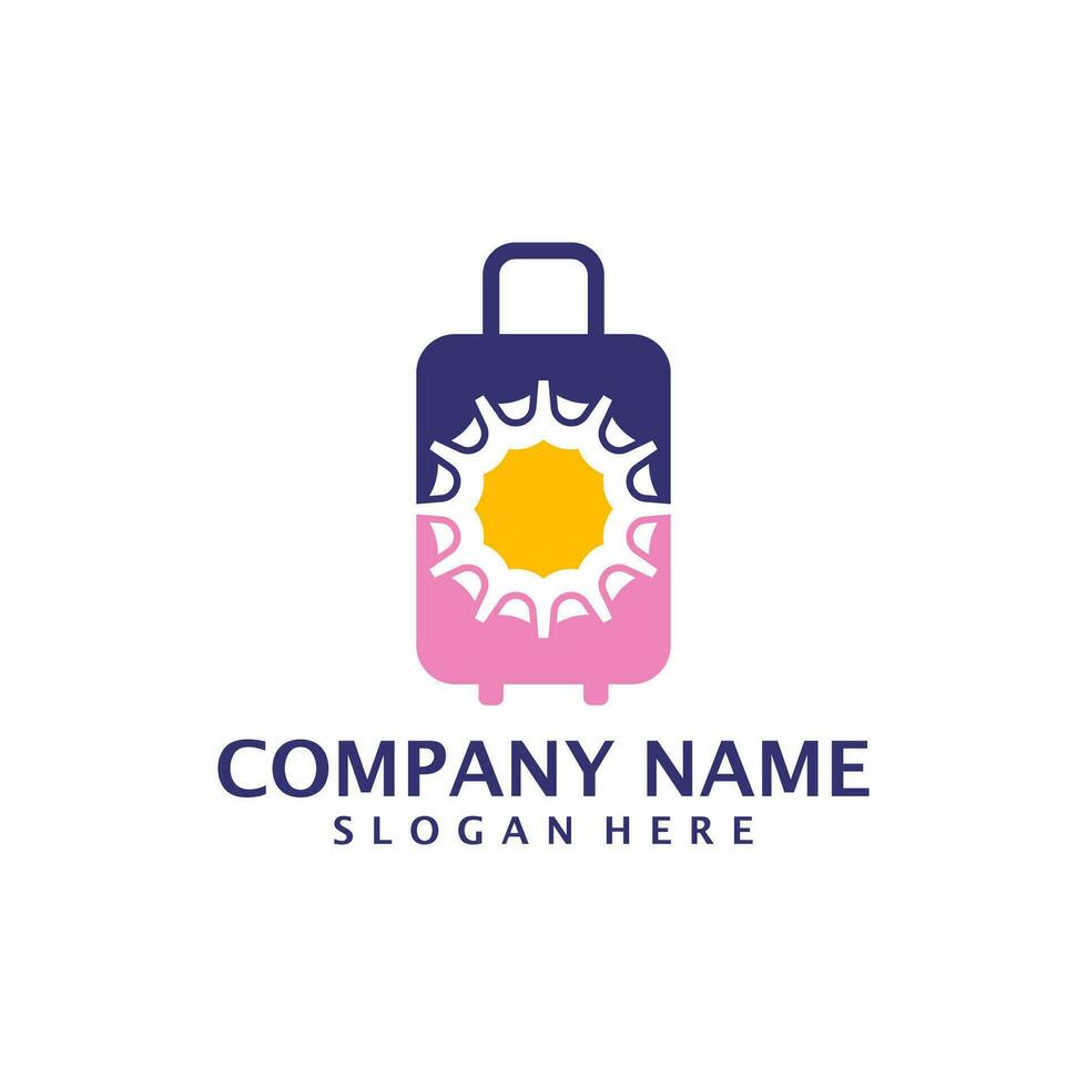 Sun Suitcase logo design vector. Suitcase logo design template concept vector