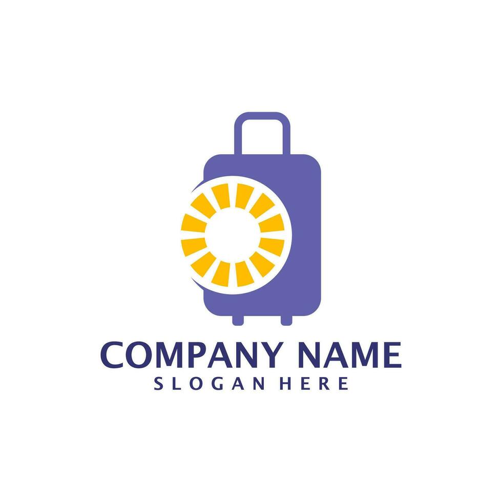 Sun Suitcase logo design vector. Suitcase logo design template concept vector