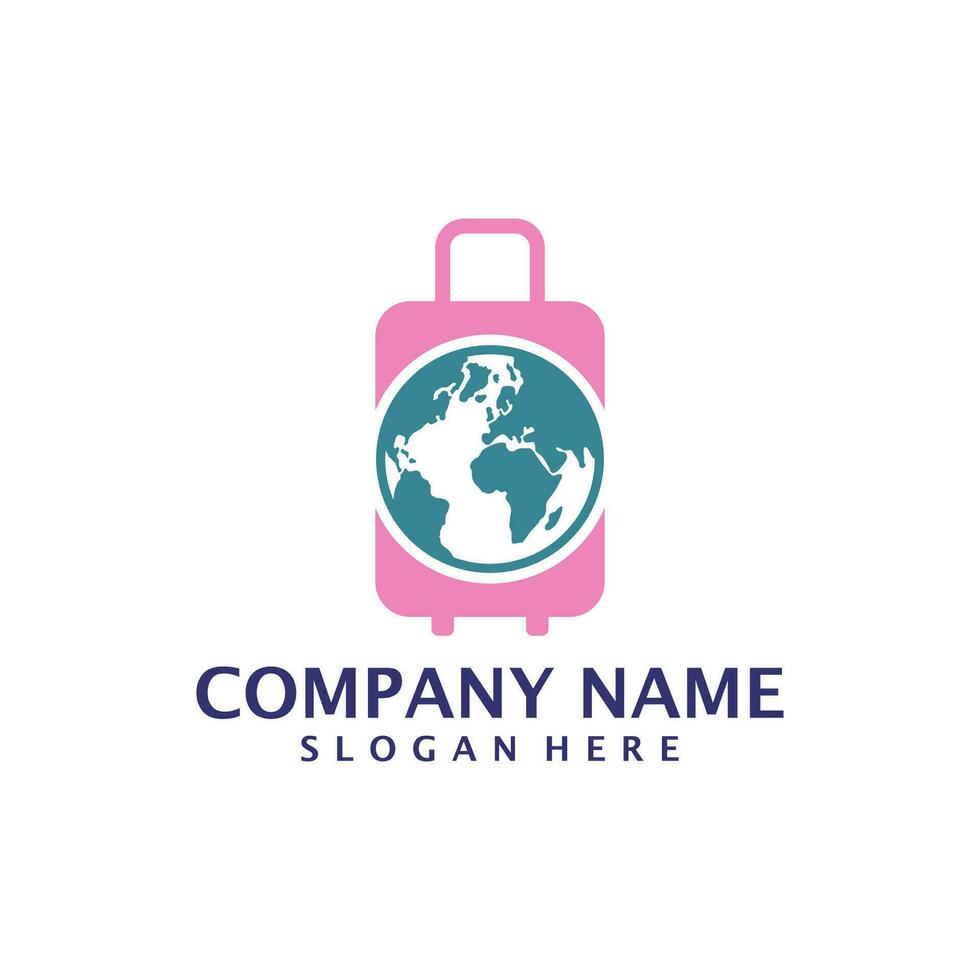 World Suitcase logo design vector. Suitcase logo design template concept vector