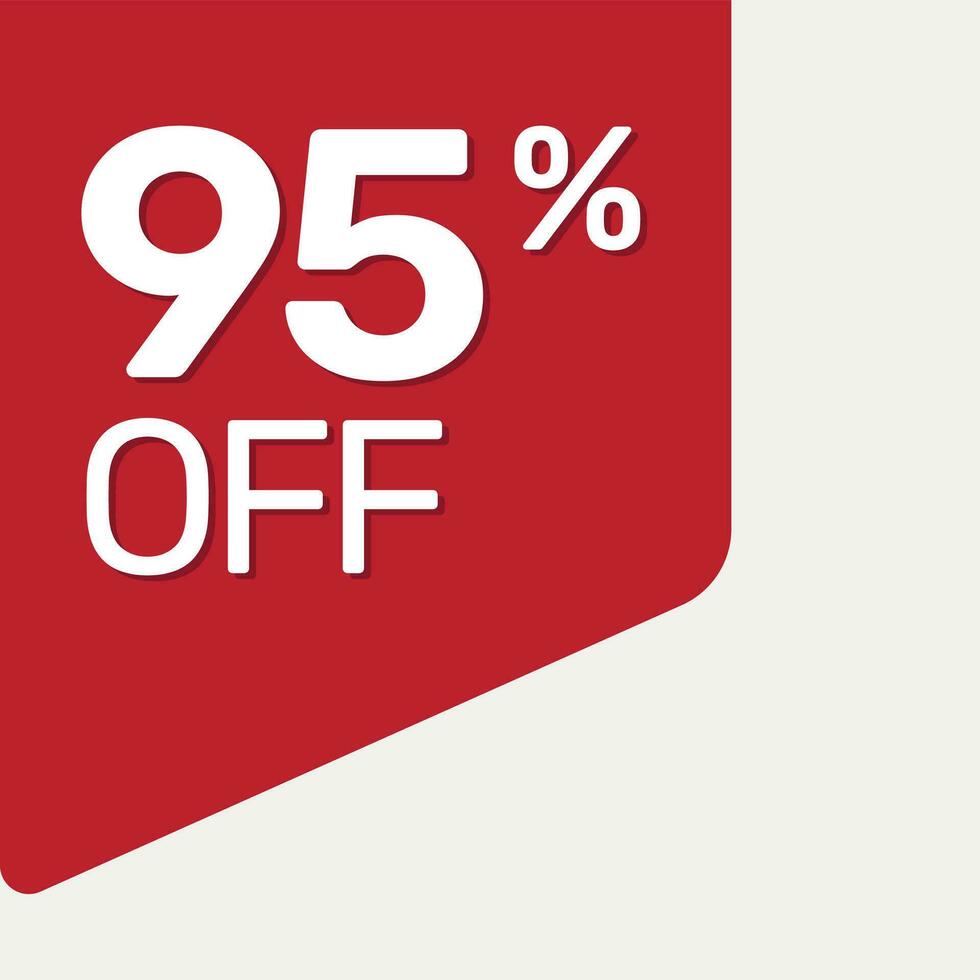 red tag 95 percent off vector flat
