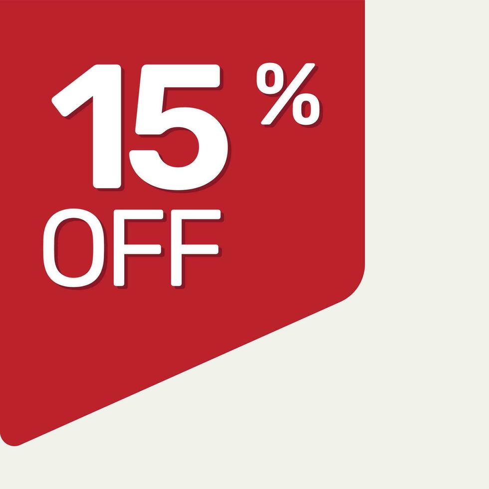 red tag 15 percent off vector flat