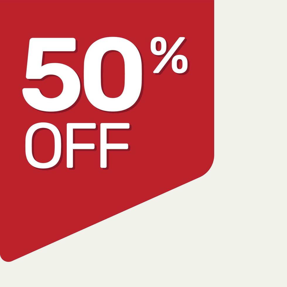 red tag 50 percent off vector flat
