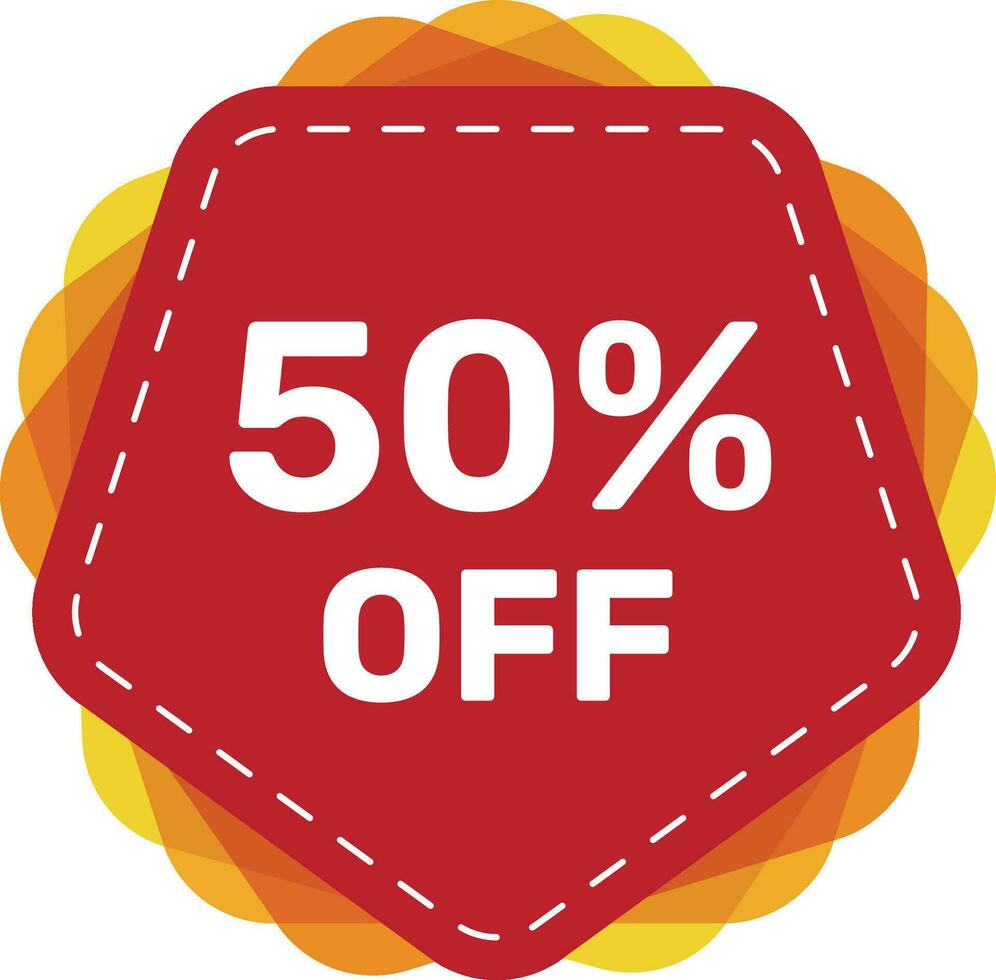 50 off discount sticker. Special offer sale red tag isolated vector illustration. Discount offer price label, symbol for advertising campaign in retail, sale promo marketing, ad offer on shopping day