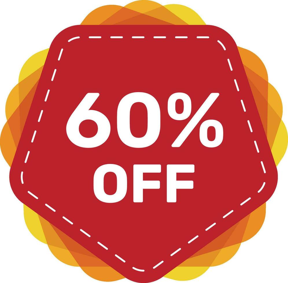 60 off discount sticker. Special offer sale red tag isolated vector illustration. Discount offer price label, symbol for advertising campaign in retail, sale promo marketing, ad offer on shopping day